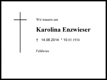 Traueranzeige von Karolina Enzwieser von Region Chiemgau